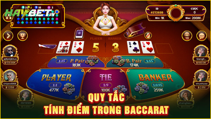 quy tắc tính điểm trong baccarat
